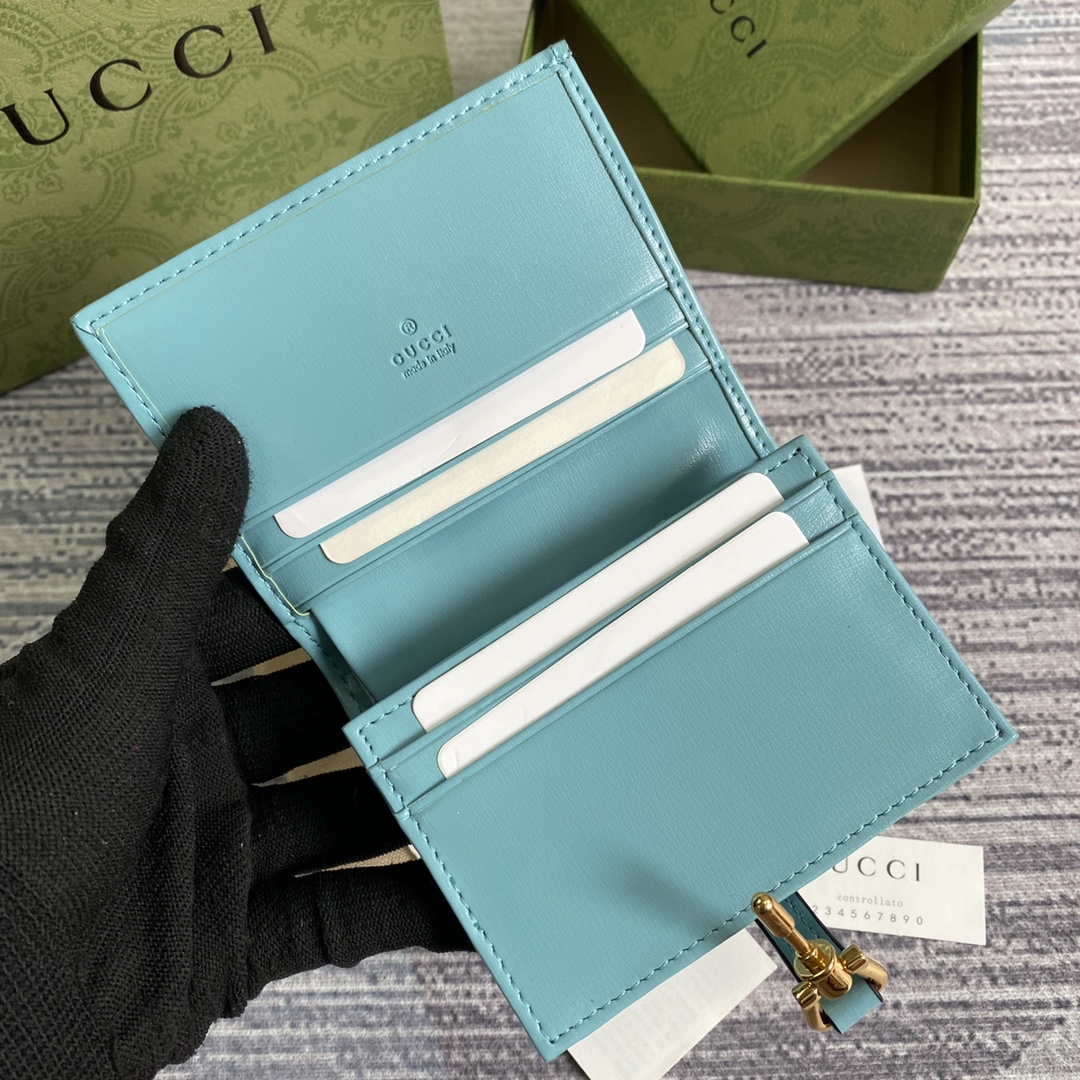 Gucci Jackie 1961 Card Case Wallet 645536 Light Blue